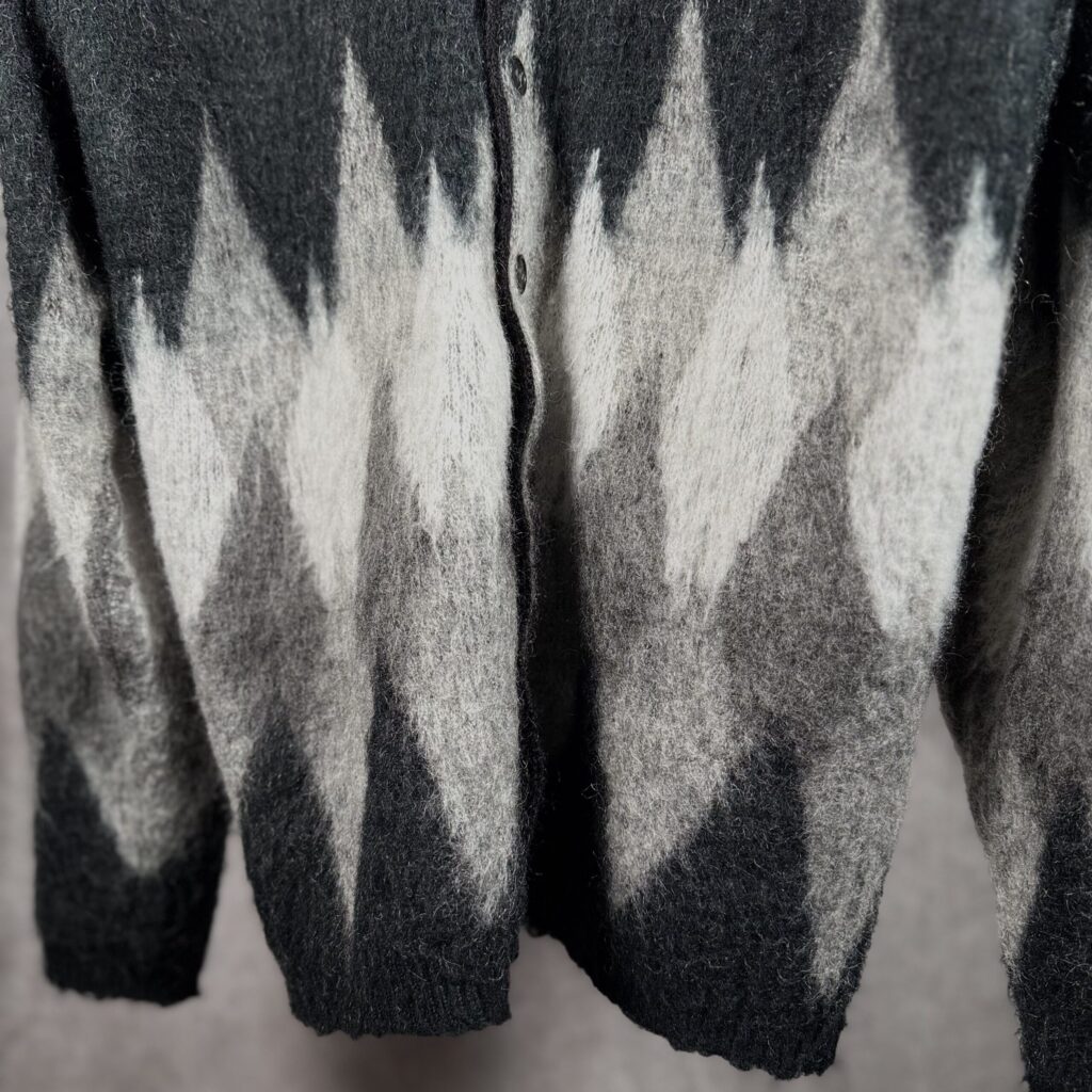 MASSES 18AW モヘアカーディガン アーガイル柄接写