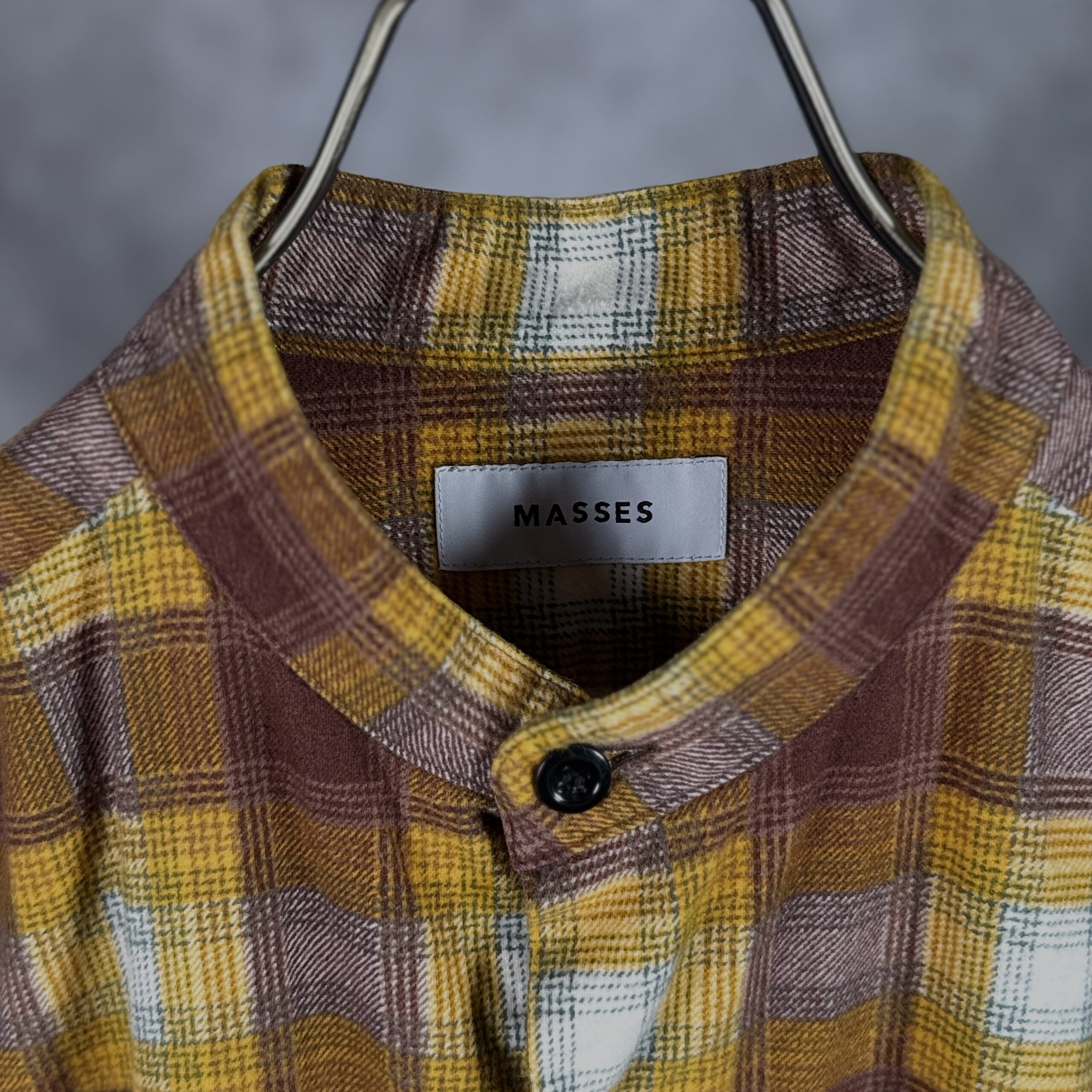 MASSES FLANNEL PLAID SHIRT ST スタンドカラー接写
