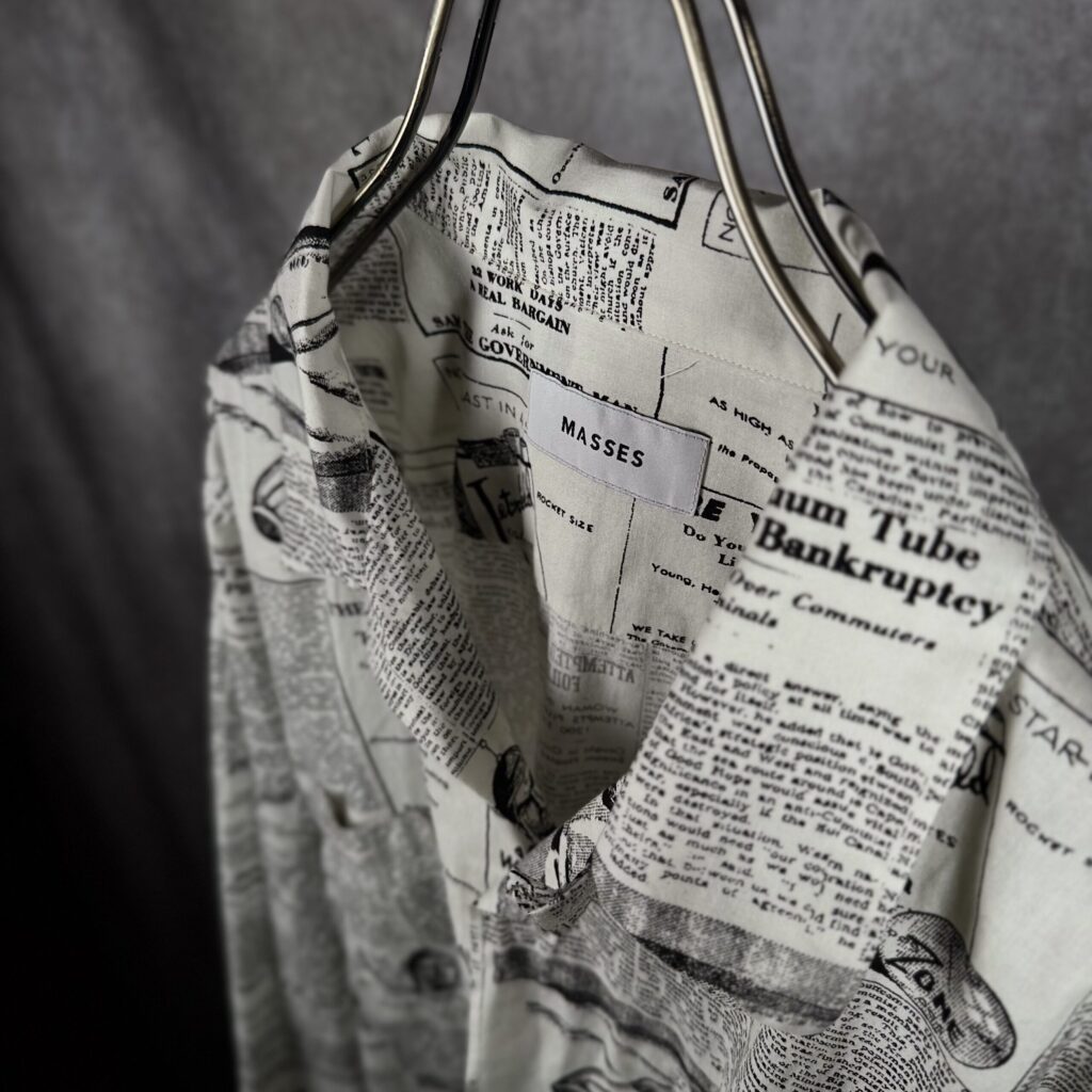 MASSES NEWS PAPER SHIRT デニムジャケット レイヤード